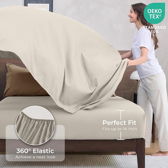 HEVUMYI Khaki & Linen Queen Comforter Set - Image 5