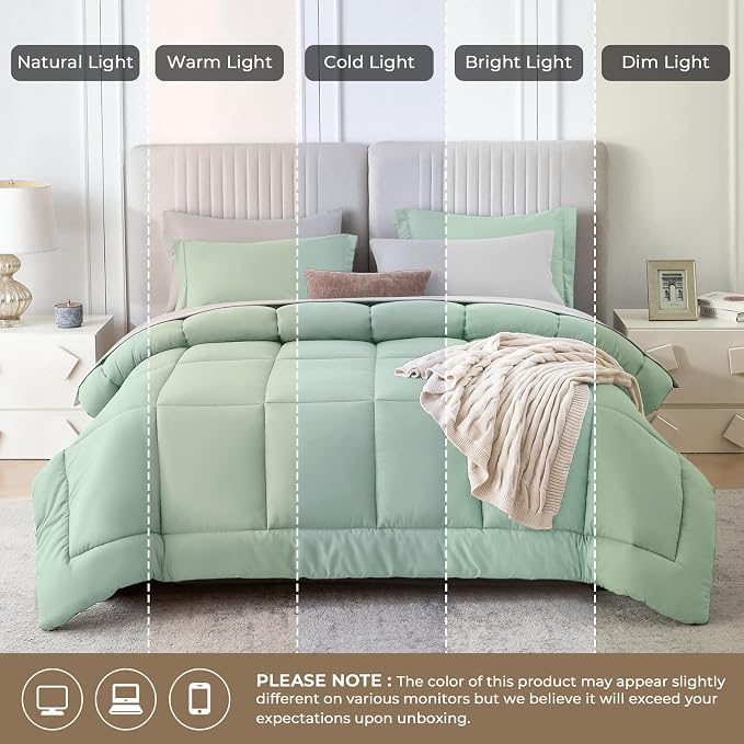 Sasttie Twin XL Comforter Set, 5 Pieces Reversible Twin XL Bed in a Bag - Image 8
