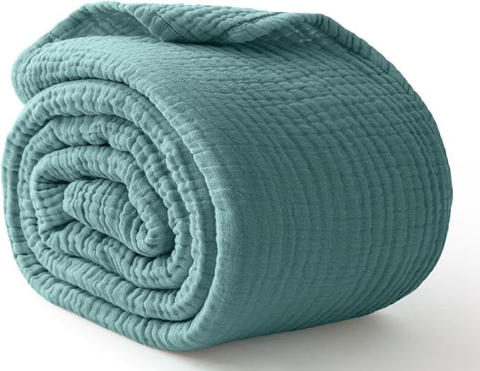 100% Cotton Muslin Blanket Large 50" x 70", 6 Layers Breathable and Lightweight by Kozyhvn