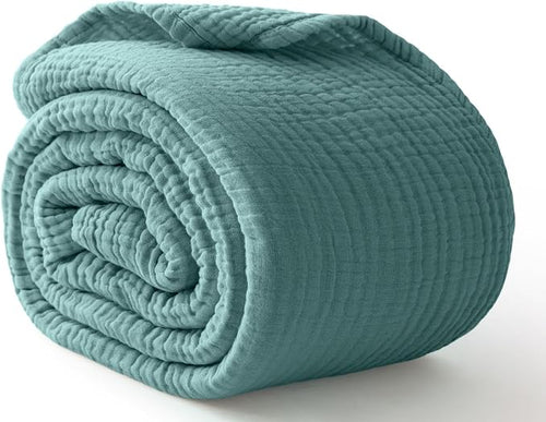 100% Cotton Muslin Blanket Large 50" x 70", 6 Layers Breathable and Lightweight by Kozyhvn