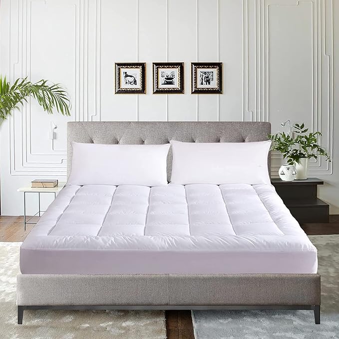 WhatsBedding Waterproof Mattress Pad King Size Cotton Top Down Alternative - Image 5