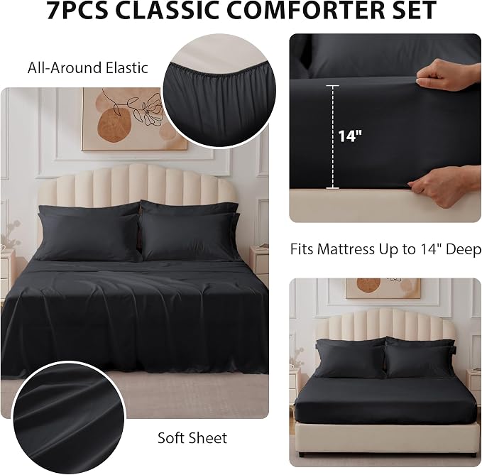 Queen Comforter Set Black - Image 2
