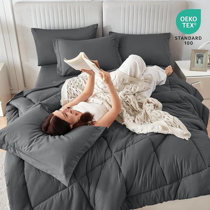 Sasttie Queen Comforter Set, 7 Pieces Bed in a Bag Queen, Complete Bedding Set - Image 5