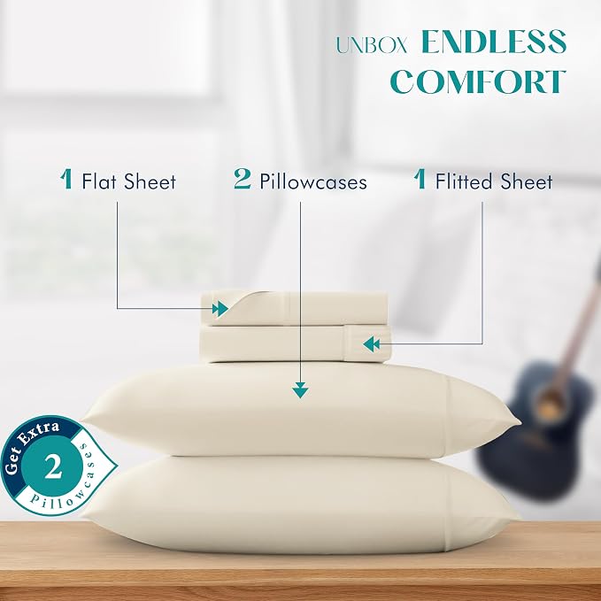 XOOX Linen 100% Egyptian Cotton Sheets Set - Image 3