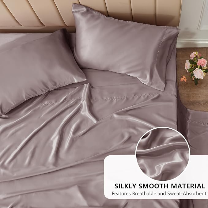 CozyLux Satin Sheets King Size Sheet Set - Image 3