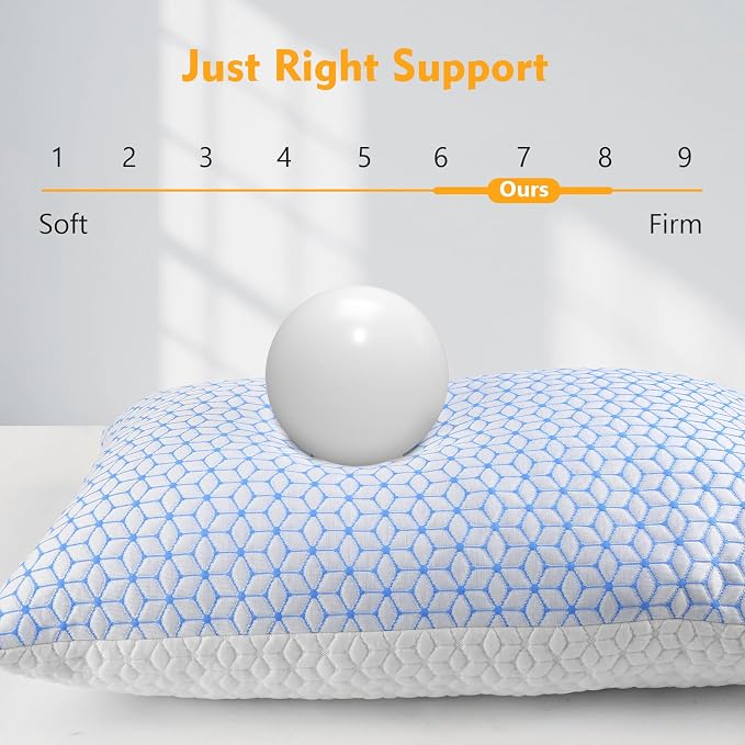 Love Attitude Bed Pillow Queen Size 1 Pack, Shredded Memory Foam Pillow - Image 5