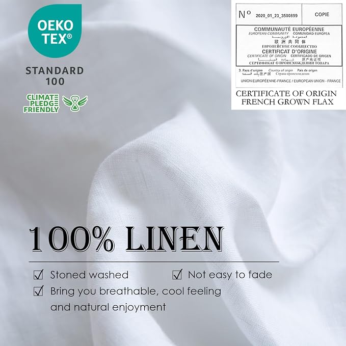 Simple&Opulence 100% Linen Duvet Cover Set 2pcs Basic Style Natural French - Image 2