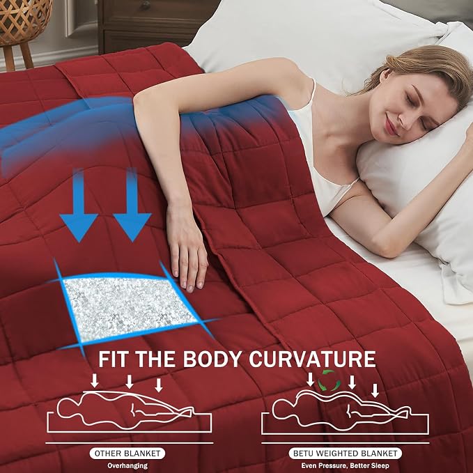 Red Weighted Blanket for Adults 15lbs, Queen Size Cooling Heavy Throw Blanket - Image 2