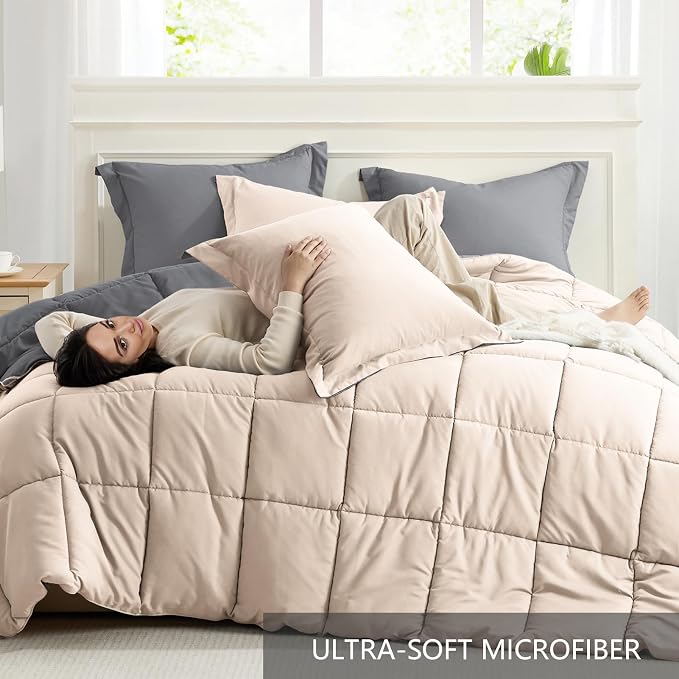 Homelike Moment King Size Comforter Set Beige, Comforter King Size Bed Set - Image 5