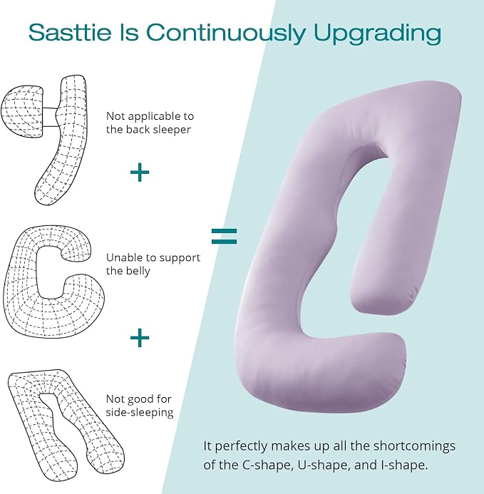 Sasttie Pregnancy Pillows for Sleeping, U Shaped Cooling Full Body Pillow - Image 5
