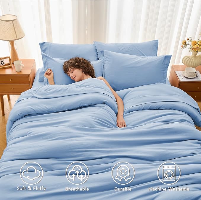 MUXHOMO 7 Pieces Queen Comforter Set, Soft Bed in a Bag Queen Size, All Season - Image 2