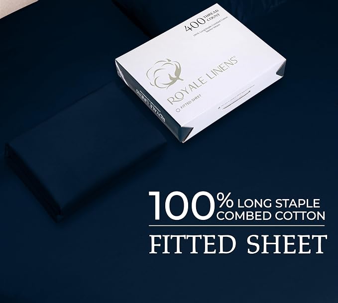 Royale Linens 400 Thread Count 100% American Grown Cotton Fitted Sheet Queen - Image 9