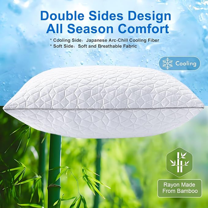 Cooling Pillows Standard Size Set of 4, Shredded Memory Foam Pillows, - Image 2