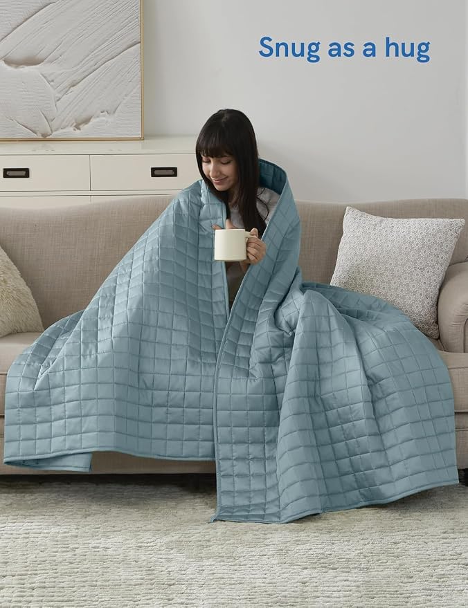 YnM Cooling Weighted Blanket for Adults, 7lbs Heavy Bed Throw for One Person of - Image 4