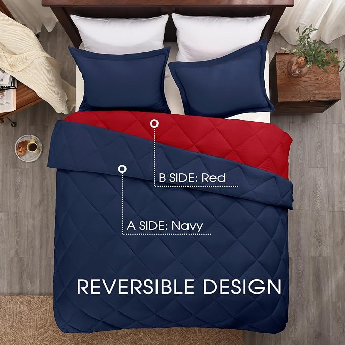 Basic Beyond King Size Navy and Red Comforter Set - Image 3