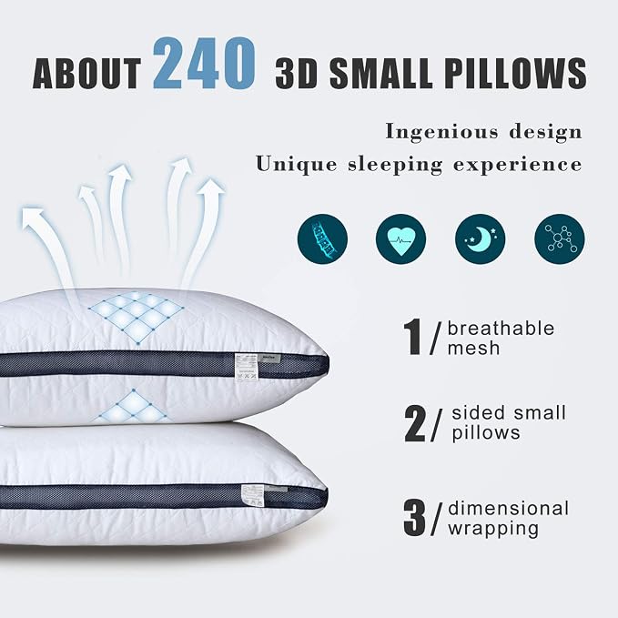 Meoflaw Pillows for Sleeping, Luxury Hotel Pillows Queen Size Set of 4 - Image 2