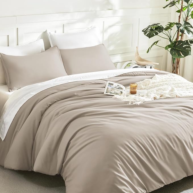 Litanika Oatmeal Comforter King Size, 3 Pieces Lightweight Solid Bedding - Image 5