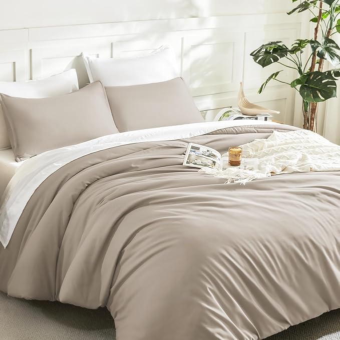 Litanika Oatmeal Comforter Full Size, 3 Pieces Lightweight Solid Bedding - Image 5