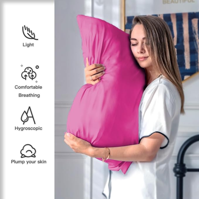 Silk Pillow Cases 2 Pack Soft Breathable and Sliky King Size Pillow Cases Set - Image 3