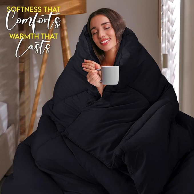 Utopia Bedding King Comforter Duvet Insert, Quilted Black Comforter - Image 4