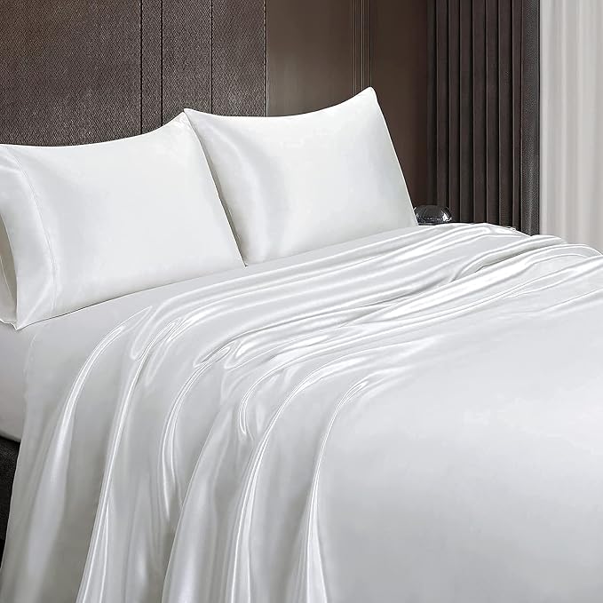 Homiest White Satin King Size Luxury Flat Sheet - Image 6