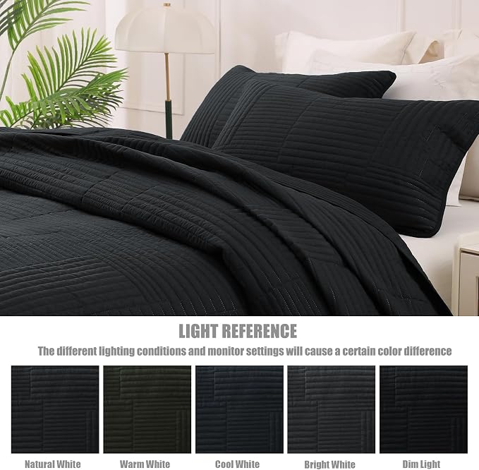 Whale Flotilla Ultra Soft King Quilt Bedding Set, Lightweight Microfiber Black - Image 5