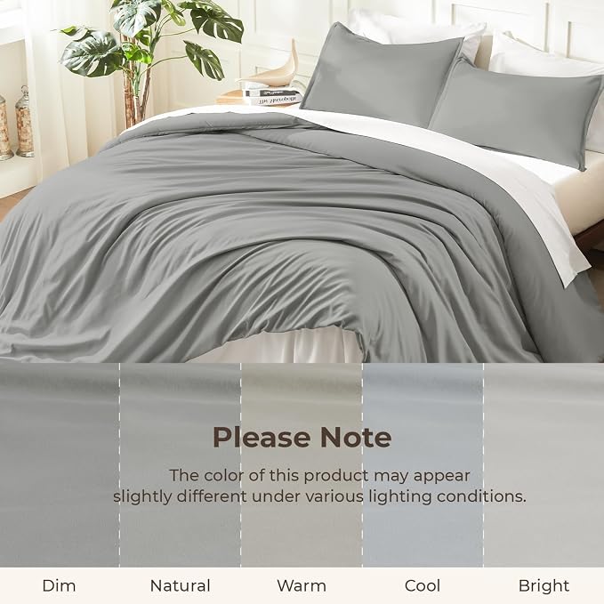 Litanika Comforters Medium Gray Super King Size, 3 Pieces Lightweight Solid - Image 8