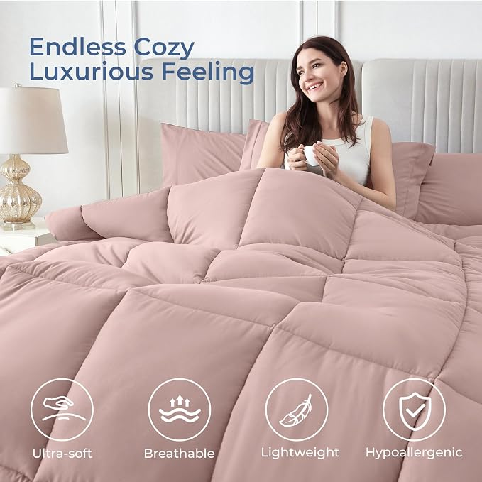 Sasttie California King Comforter Set, 7 Pieces Cal King Bed in a Bag, Complete - Image 2