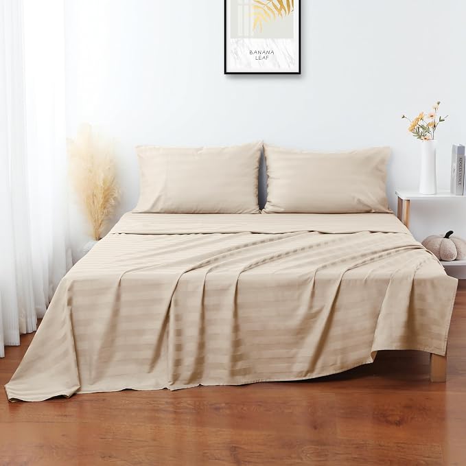 Flat Sheet Only King Size, 400 TC 100% Egyptian Cotton Flat Sheet Striped - Image 7