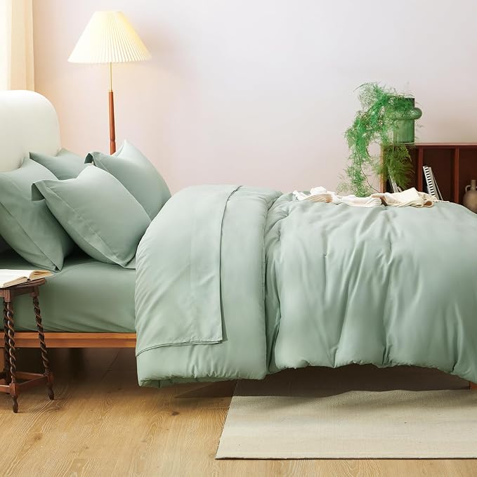 CozyLux California King Comforter Set Sage Green, 7 Pieces Cal King Bed in a - Image 8