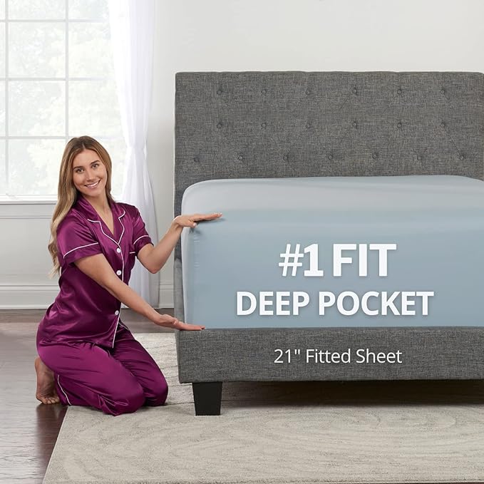King Fitted Sheet Deep Pocket – Extra Deep Pocket Fitted Sheet King Size 17” by DeaLuxeBedding