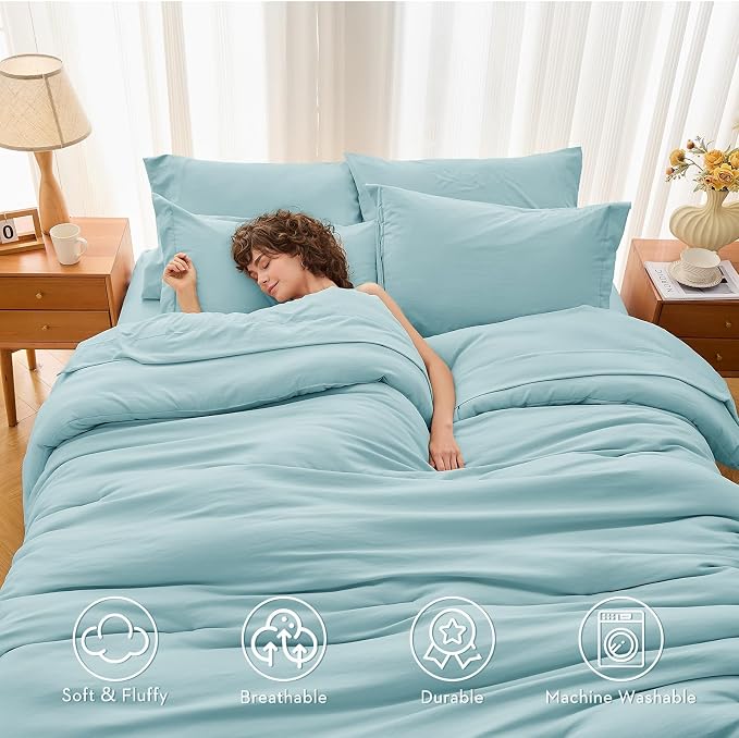 MUXHOMO 7 Pieces King Comforter Set, Soft Bed in a Bag King Size, All Season - Image 2