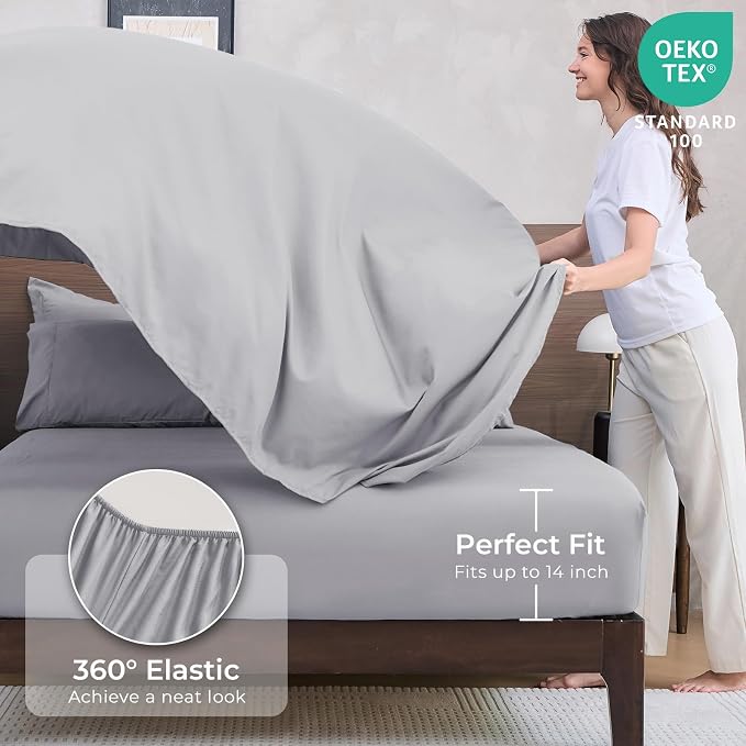 HEVUMYI Light Grey 120x98 Oversized King Comforter Set - Image 5