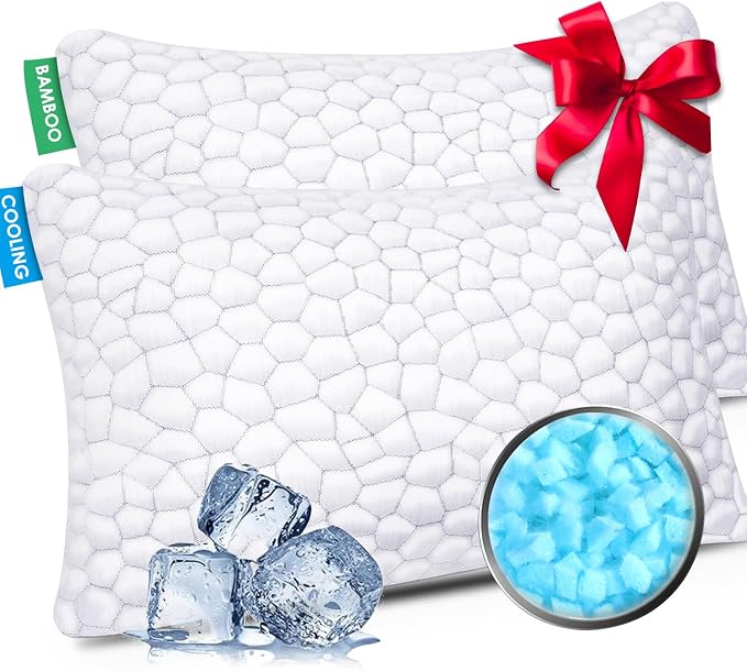 Cooling Pillow Standard Size Set of 2, Adjustable Bed Pillows by SUPAMODERN