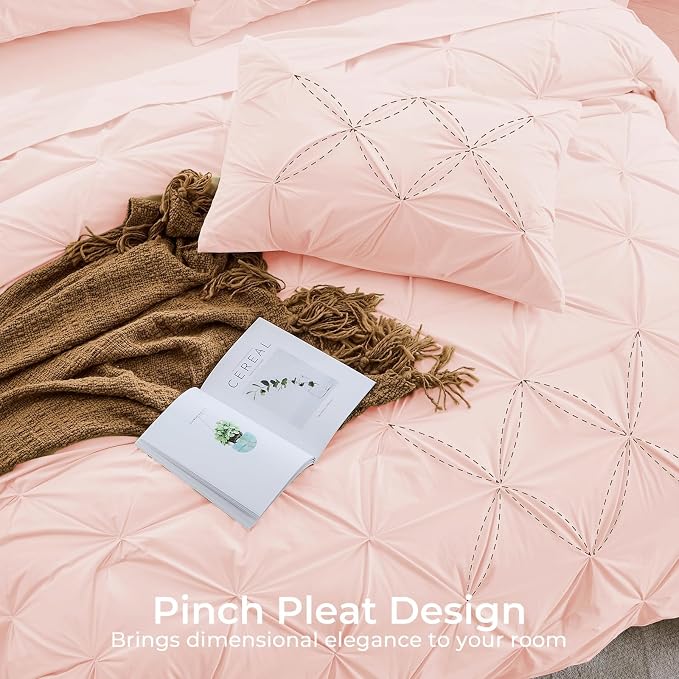 Sasttie Full Size Comforter Set, 7-Piece Bed in a Bag, Pintuck Bedding Set - Image 4