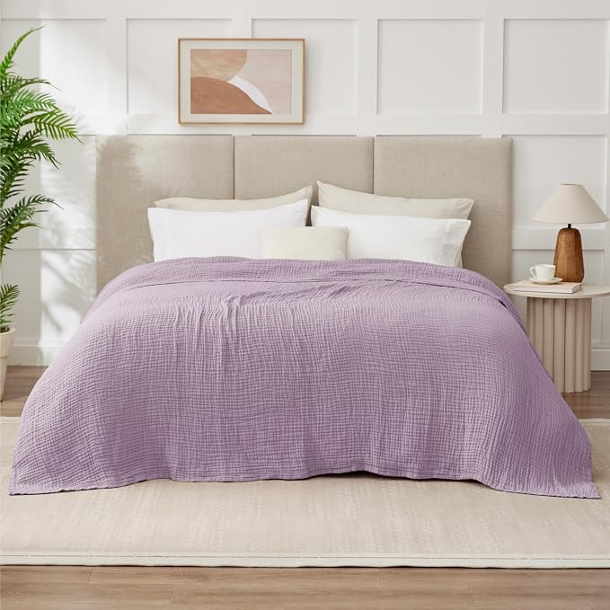 100% Cotton Muslin Blanket King 108" x 90", 6 Layers Breathable and Lightweight - Image 7