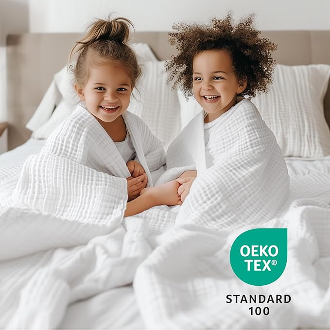 100% Cotton Muslin Blanket Large 50" x 70", 6 Layers Breathable and Lightweight - Image 4