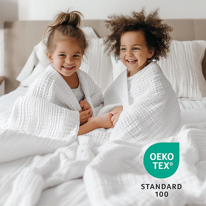 100% Cotton Muslin Blanket California King 120" x 90", 6 Layers Breathable and - Image 7