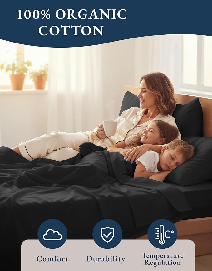 LANE LINEN 100% Organic Cotton Twin Bed Sheet Set, Soft & Breathable Twin Sheet - Image 6