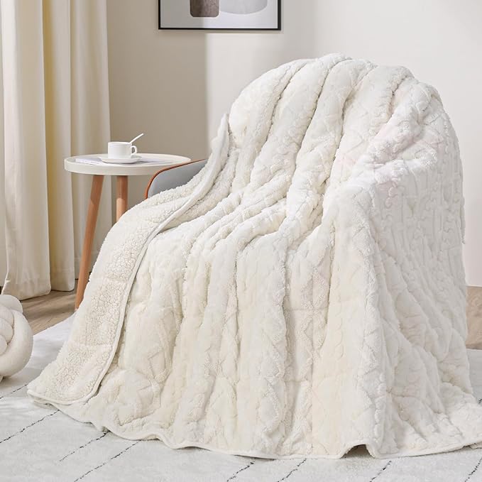 Weighted Blanket for Adults Twin Size 15 lbs, Classy Soft Jacquard Sherpa by Home