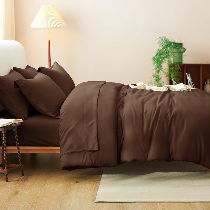 CozyLux Twin XL Comforter Set Brown, 5 Pieces Bed in a Bag Twin Extra Long - Image 6