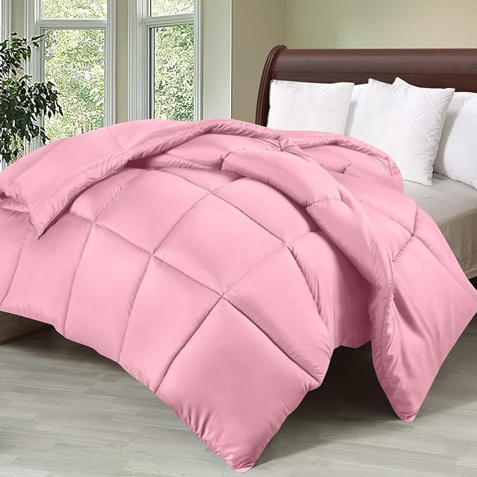 Utopia Bedding Queen Comforter Duvet Insert, Quilted Pink Comforter - Image 2