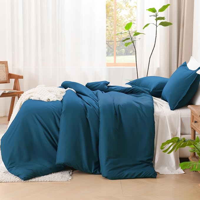 Litanika Teal Comforter King Size, 3 Pieces Turquoise Lightweight Solid Bedding - Image 5