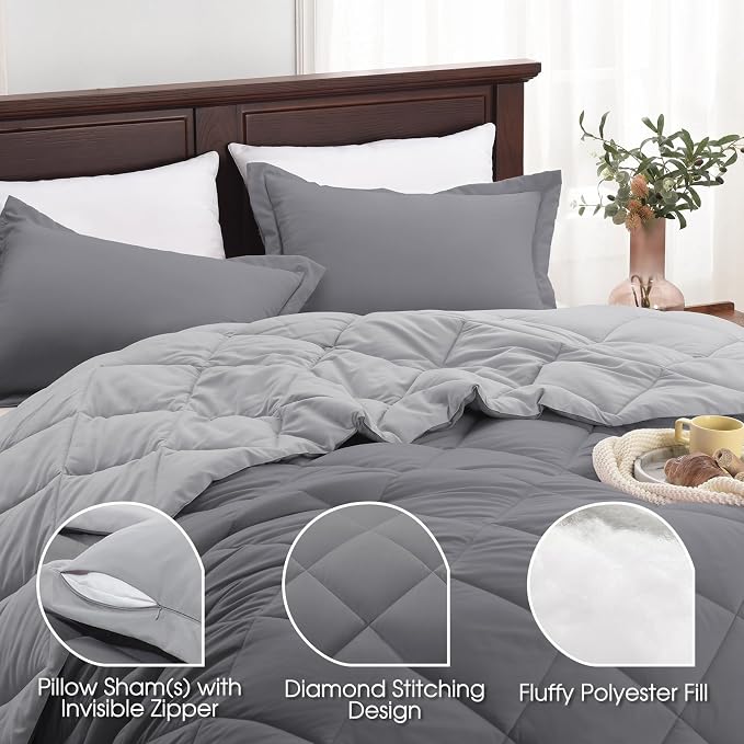 Basic Beyond California King Comforter Set, 1 Comforter 104"x96" and 2 Pillow - Image 4