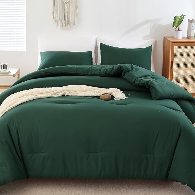 ROSGONIA King Size Comforter Set Emerald Green, All Season Blanket Lightweight - Image 3