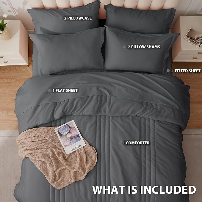 Queen Comforter Set Dark Grey - Image 2