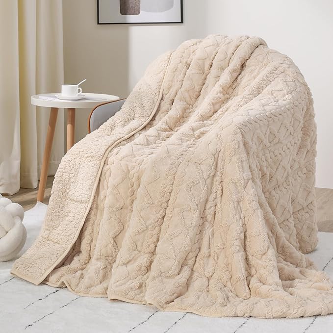 Weighted Blanket Queen Size 15lbs, Classy Soft Jacquard Sherpa Weighted Blankets - Image 9