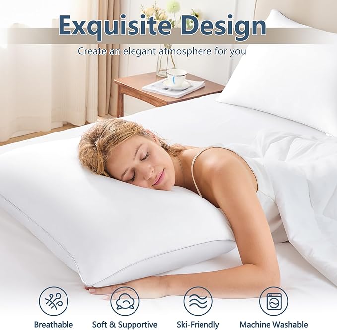 CozyLux Pillows King Size Set of 2, Hotel Quality Bed Pillows - Image 2