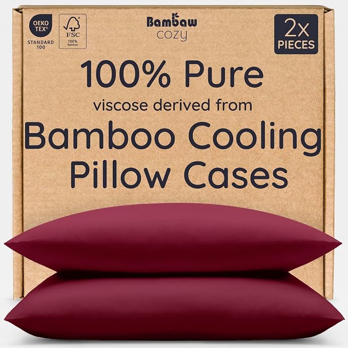 Bambaw 100% Viscose Derived from Bamboo Pillowcases Standard Size – Set of 2 by Bambaw