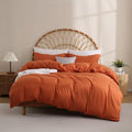 JSD Burnt Orange Duvet Cover Set Queen Size, 3 Piece Duvet Cover by JSD